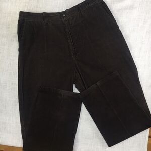 Towncraft JC Corduroy Pants 38x32 Brown Straight Flat Front Elastic Chino Casual